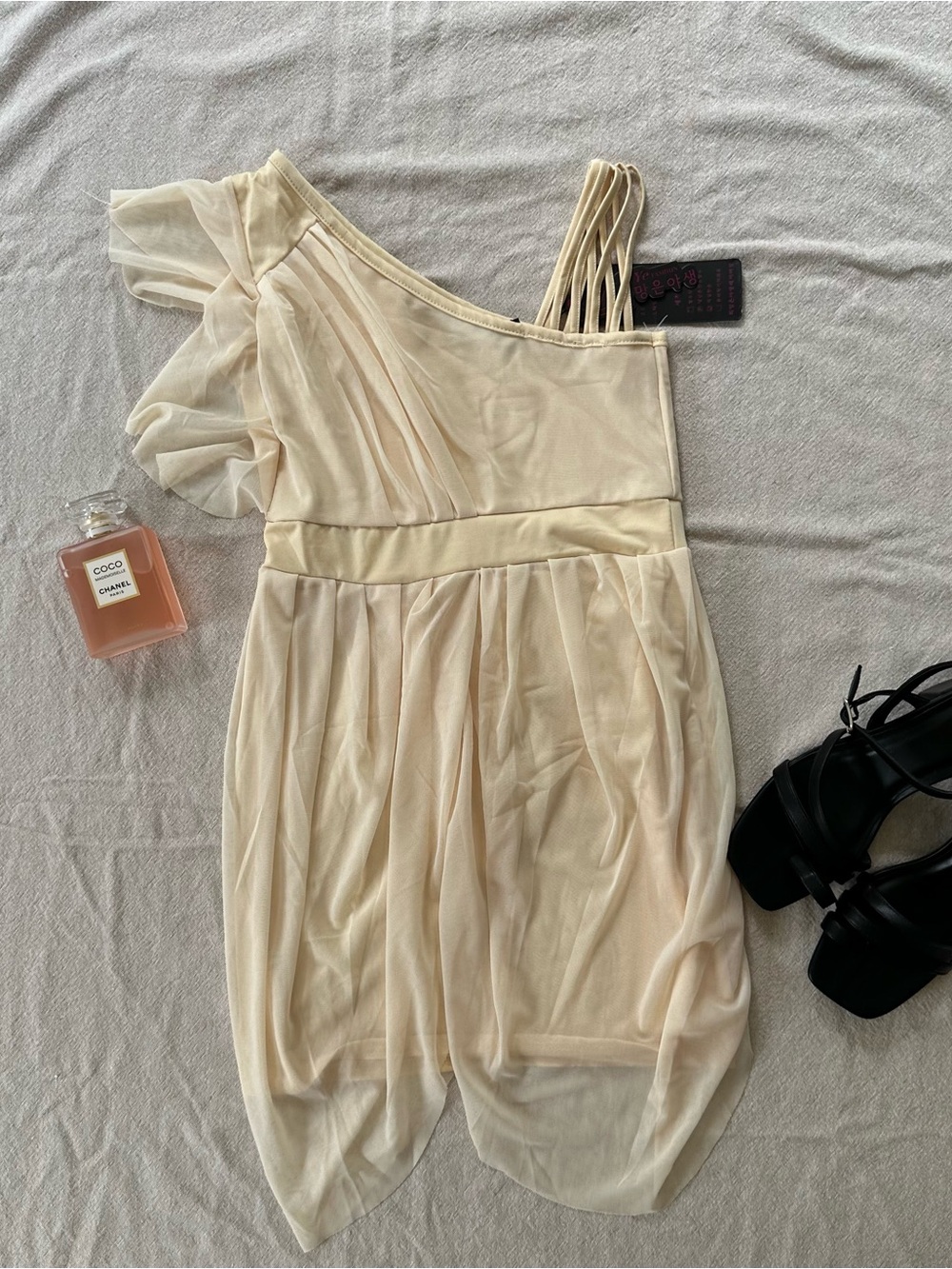 NEW Butter Yellow Asymmetrical Draped Fairycore Coquette Cocktail Party Dress